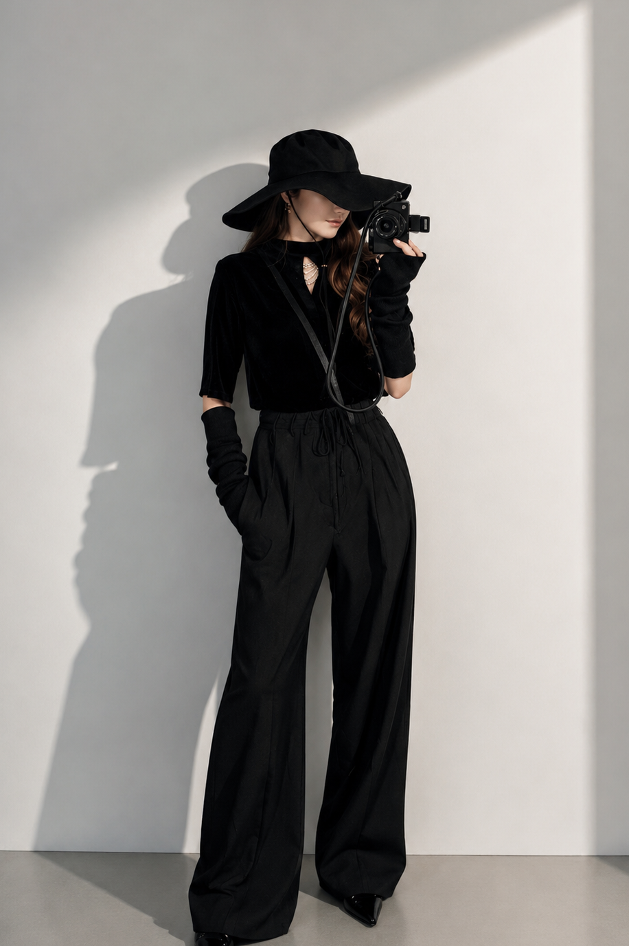 VELVET TIE BLOUSE